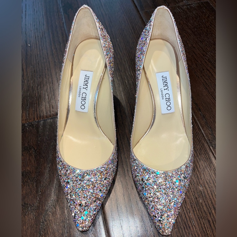 JIMMY CHOO Love 65 Sprinkle Glitter Pumps - Size 37 (7)